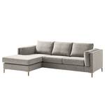 Ecksofa COSO Classic+ mit Longchair Webstoff - Chenille Rufi: Beige - Breite: 246 cm - Longchair davorstehend links - Eiche Dunkel