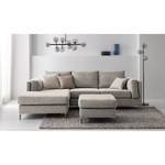 Ecksofa COSO Classic+ mit Longchair Webstoff - Chenille Rufi: Beige - Breite: 246 cm - Longchair davorstehend links - Eiche Dunkel