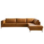 Ecksofa COSO Classic+ mit Ottomane Echtleder - Echtleder Taru: Hellbraun - Breite: 311 cm - Ottomane davorstehend rechts - Keine Funktion - Eiche Dunkel