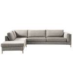 Ecksofa COSO Classic+ mit Ottomane Webstoff - Chenille Rufi: Beige - Breite: 311 cm - Ottomane davorstehend links - Bettkasten - Eiche Dunkel