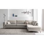 Ecksofa COSO Classic+ mit Ottomane Webstoff - Chenille Rufi: Beige - Breite: 311 cm - Ottomane davorstehend rechts - Bettkasten - Eiche Dunkel