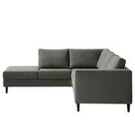 Ecksofa COSO Classic mit Ottomane Webstoff - Stoff Lica: Dunkelgrau - Breite: 238 cm - Ottomane davorstehend links - Keine Funktion - Buche