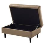 Gestoffeerde hocker COSO Classic echt leer - Leer Neto: Taupe - Breedte: 95 cm - Beuk