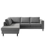 Ecksofa COSO Classic mit Ottomane Webstoff - Stoff Lica: Hellgrau - Breite: 238 cm - Ottomane davorstehend links - Keine Funktion - Buche