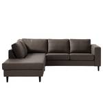 Ecksofa COSO Classic mit Ottomane Echtleder - Echtleder Neto: Braun - Breite: 238 cm - Ottomane davorstehend links - Keine Funktion - Buche