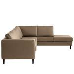 Ecksofa COSO Classic mit Ottomane Echtleder - Echtleder Neto: Taupe - Breite: 304 cm - Ottomane davorstehend rechts - Keine Funktion - Buche