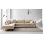 Ecksofa COSO Classic mit Ottomane Webstoff - Webstoff Milan: Beige - Breite: 304 cm - Ottomane davorstehend links - Keine Funktion - Buche