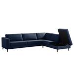 Ecksofa COSO Classic mit Ottomane Webstoff - Webstoff Milan: Dunkelblau - Breite: 304 cm - Ottomane davorstehend rechts - Bettkasten - Buche