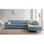 Ecksofa COSO Classic mit Ottomane Webstoff - Stoff Lica: Petrol - Breite: 304 cm - Ottomane davorstehend rechts - Keine Funktion - Buche