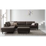 Ecksofa COSO Classic mit Ottomane Echtleder - Echtleder Neto: Braun - Breite: 304 cm - Ottomane davorstehend links - Bettkasten - Buche