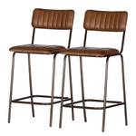 Barstoelen Blasdell (set van 2) echt leer/metaal - vintagebruin/antiek messingkleurig