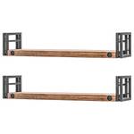 Wandplanken Manchester (set van 2) massief acaciahout/metaal - acaciahout/antracietkleurig - Breedte: 110 cm