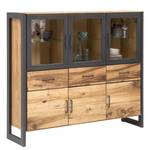 Highboard Ironwood IV Echtholzfurnier / Metall - Alteiche / Grau