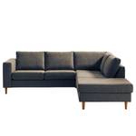 Ecksofa COSO Classic mit Ottomane Webstoff - Stoff Lica: Blau - Breite: 238 cm - Ottomane davorstehend rechts - Keine Funktion - Eiche