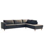 Ecksofa COSO Classic mit Ottomane Webstoff - Stoff Lica: Blau - Breite: 304 cm - Ottomane davorstehend rechts - Keine Funktion - Eiche