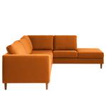 Ecksofa COSO Classic mit Ottomane Webstoff - Webstoff Milan: Rostbraun - Breite: 304 cm - Ottomane davorstehend rechts - Keine Funktion - Eiche