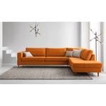 Ecksofa COSO Classic mit Ottomane Webstoff - Webstoff Milan: Rostbraun - Breite: 304 cm - Ottomane davorstehend rechts - Keine Funktion - Eiche