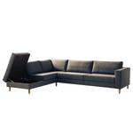 Ecksofa COSO Classic mit Ottomane Webstoff - Stoff Lica: Blau - Breite: 304 cm - Ottomane davorstehend links - Bettkasten - Eiche