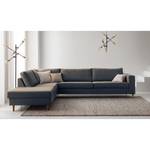 Ecksofa COSO Classic mit Ottomane Webstoff - Stoff Lica: Blau - Breite: 304 cm - Ottomane davorstehend links - Bettkasten - Eiche