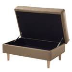 Gestoffeerde hocker COSO Classic echt leer - Leer Neto: Taupe - Breedte: 95 cm - Es