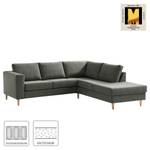 Ecksofa COSO Classic mit Ottomane Webstoff - Stoff Lica: Dunkelgrau - Breite: 238 cm - Ottomane davorstehend rechts - Keine Funktion - Esche