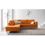 Ecksofa COSO Classic mit Ottomane Webstoff - Webstoff Milan: Rostbraun - Breite: 238 cm - Ottomane davorstehend links - Keine Funktion - Esche