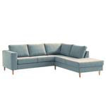 Ecksofa COSO Classic mit Ottomane Webstoff - Stoff Lica: Petrol - Breite: 238 cm - Ottomane davorstehend rechts - Keine Funktion - Esche