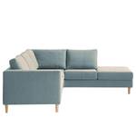 Ecksofa COSO Classic mit Ottomane Webstoff - Stoff Lica: Petrol - Breite: 238 cm - Ottomane davorstehend rechts - Keine Funktion - Esche