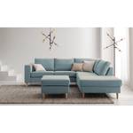 Ecksofa COSO Classic mit Ottomane Webstoff - Stoff Lica: Petrol - Breite: 238 cm - Ottomane davorstehend rechts - Keine Funktion - Esche