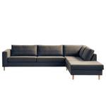 Ecksofa COSO Classic mit Ottomane Webstoff - Stoff Lica: Blau - Breite: 304 cm - Ottomane davorstehend rechts - Keine Funktion - Esche