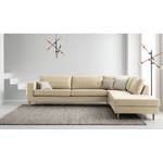 Ecksofa COSO Classic mit Ottomane Echtleder - Echtleder Neto: Creme - Breite: 304 cm - Ottomane davorstehend rechts - Bettkasten - Esche