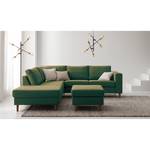 Gestoffeerde hocker COSO Classic geweven stof - Stof Lica: Groen - Breedte: 64 cm - Walnoot