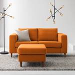 2-Sitzer Sofa COSO Classic Webstoff - Webstoff Milan: Rostbraun - Walnuss