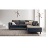 Ecksofa COSO Classic mit Ottomane Webstoff - Stoff Lica: Blau - Breite: 238 cm - Ottomane davorstehend rechts - Keine Funktion - Walnuss