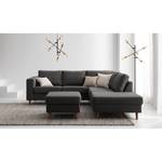 Ecksofa COSO Classic mit Ottomane Webstoff - Webstoff Milan: Anthrazit - Breite: 238 cm - Ottomane davorstehend rechts - Keine Funktion - Walnuss