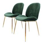 Chaises capitonnées Charlize (lot de 2) Velours / Métal - Laiton - Vert