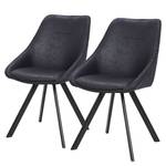 Chaises capitonnées Cowboy (lot de 2) Microfibre / Métal - Noir - Noir vintage