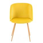 Gestoffeerde stoelen Celina (set van 2) fluweel/metaal - beukenhouten look - Geel