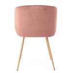Gestoffeerde stoelen Celina (set van 2) fluweel/metaal - beukenhouten look - Zalmkleurig