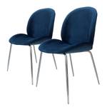 Gestoffeerde stoel Charlize II (2 stuk) fluweel/metaal - chroomkleurig - Blauw