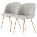 Gestoffeerde stoelen Celina (set van 2) fluweel/metaal - beukenhouten look - Heldergrijs