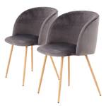 Gestoffeerde stoelen Celina (set van 2) fluweel/metaal - beukenhouten look - Grijs
