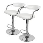 Chaises de bar Midnight I (lot de 2) Imitation cuir / Métal - Chrome - Blanc