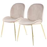 Chaises capitonnées Charlize (lot de 2) Velours / Métal - Laiton - Crème