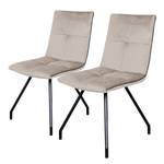 Gestoffeerde stoelen Eaden (set van 2) fluweel/ijzer - zwart - Crème