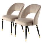 Gestoffeerde stoelen Courtney (2 stuk) fluweel/deels massief eucalyptushout - Taupe/Goudkleurig