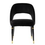 Gestoffeerde stoelen Courtney (2 stuk) fluweel/deels massief eucalyptushout - Zwart/goudkleurig