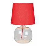 Tafellamp Mandy textielmix/transparant glas - 1 lichtbron - Rood