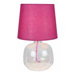 Tafellamp Mandy textielmix/transparant glas - 1 lichtbron - Roze