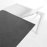Eettafel Retie I keramiek & glas/staal - Donkergrijs - Breedte: 160 cm - Wit